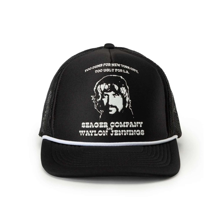 Mens * | Seager Hat Seager X Waylon Jennings Dumb Ugly Snapback Vintage Black (Blk)