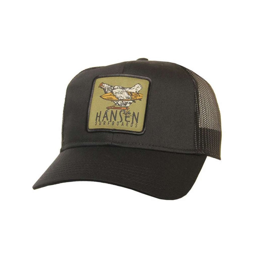 Womens * | Hansen Hansen Hat Chicken Patch Trucker Black (Blk)